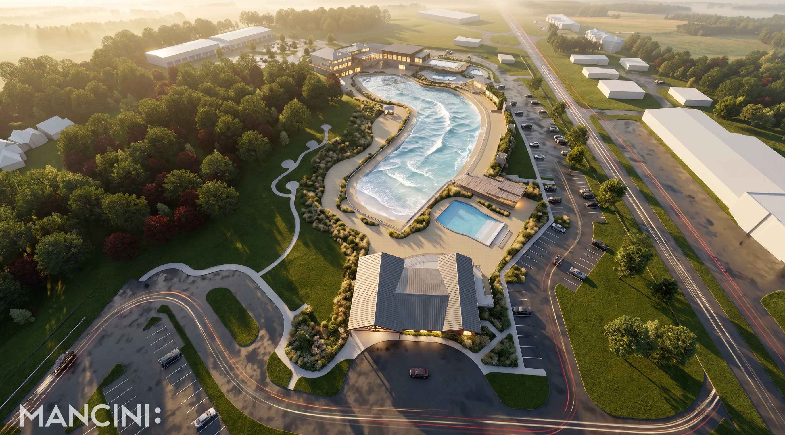 Aerial rendering from the south