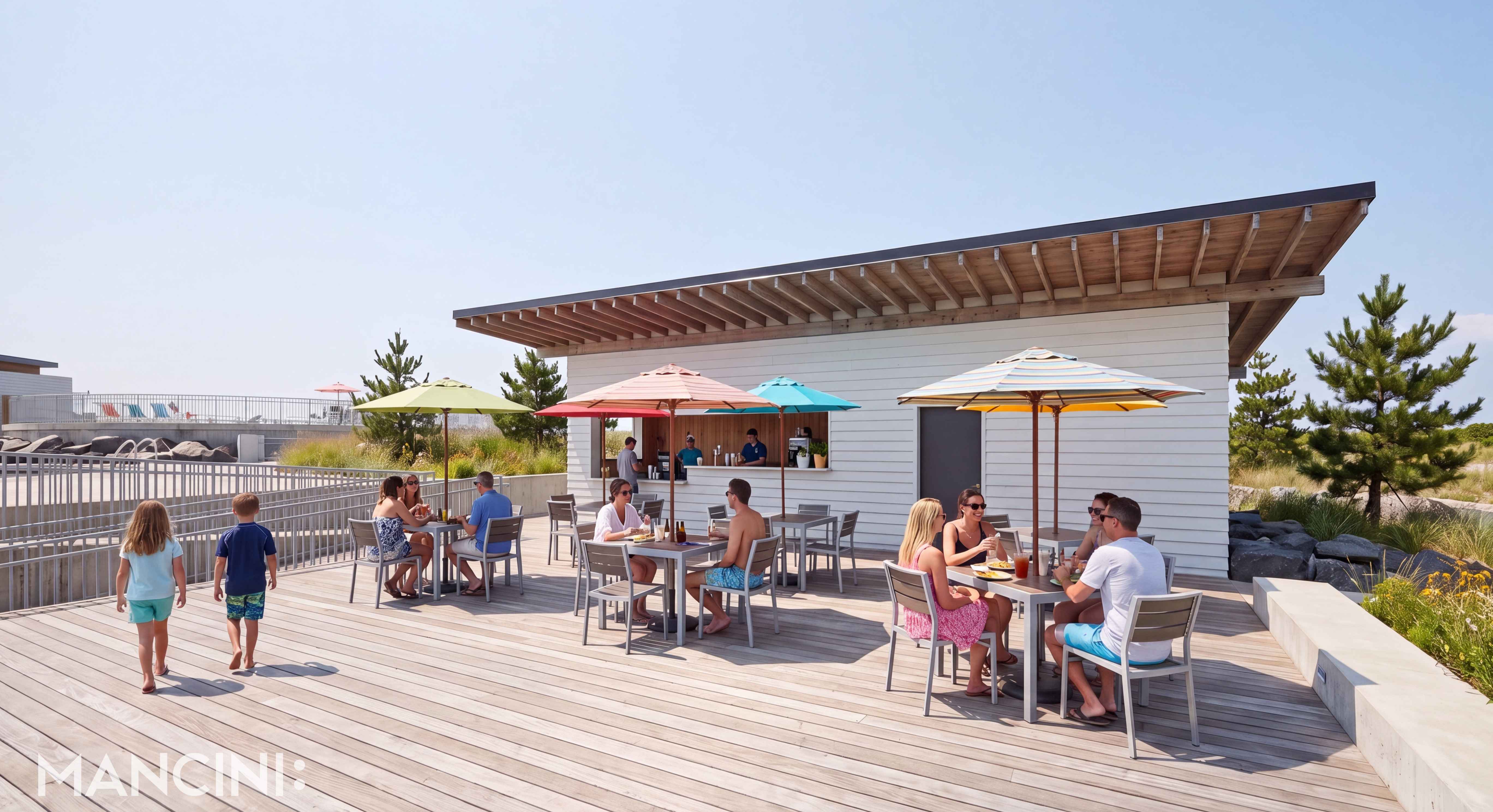 Rendering of the poolside snack bar on the deck