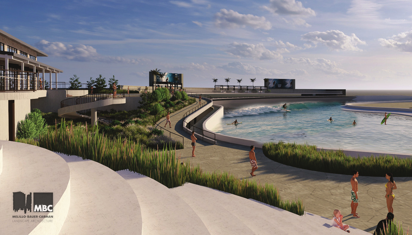 Model view of the surf lagoon from the dune walk