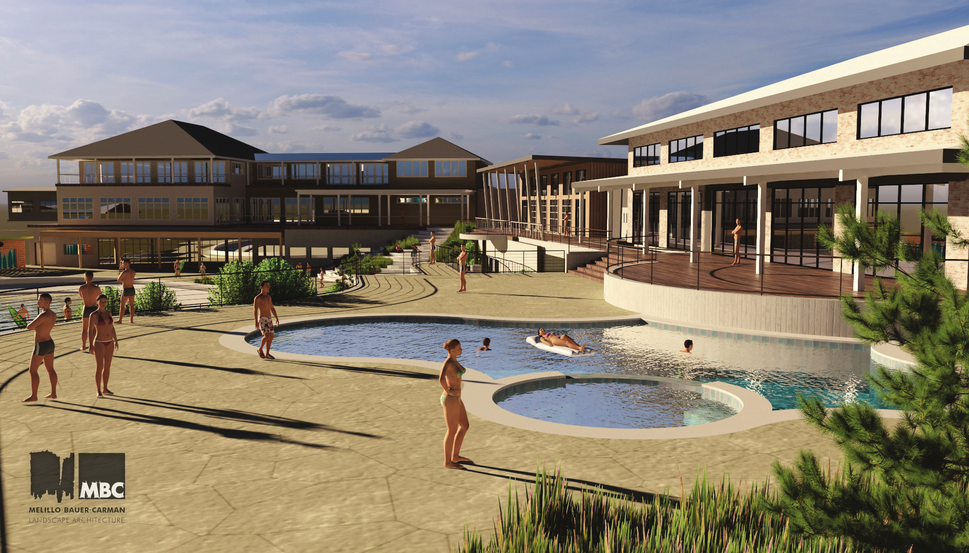 Model view of the member pool and spa